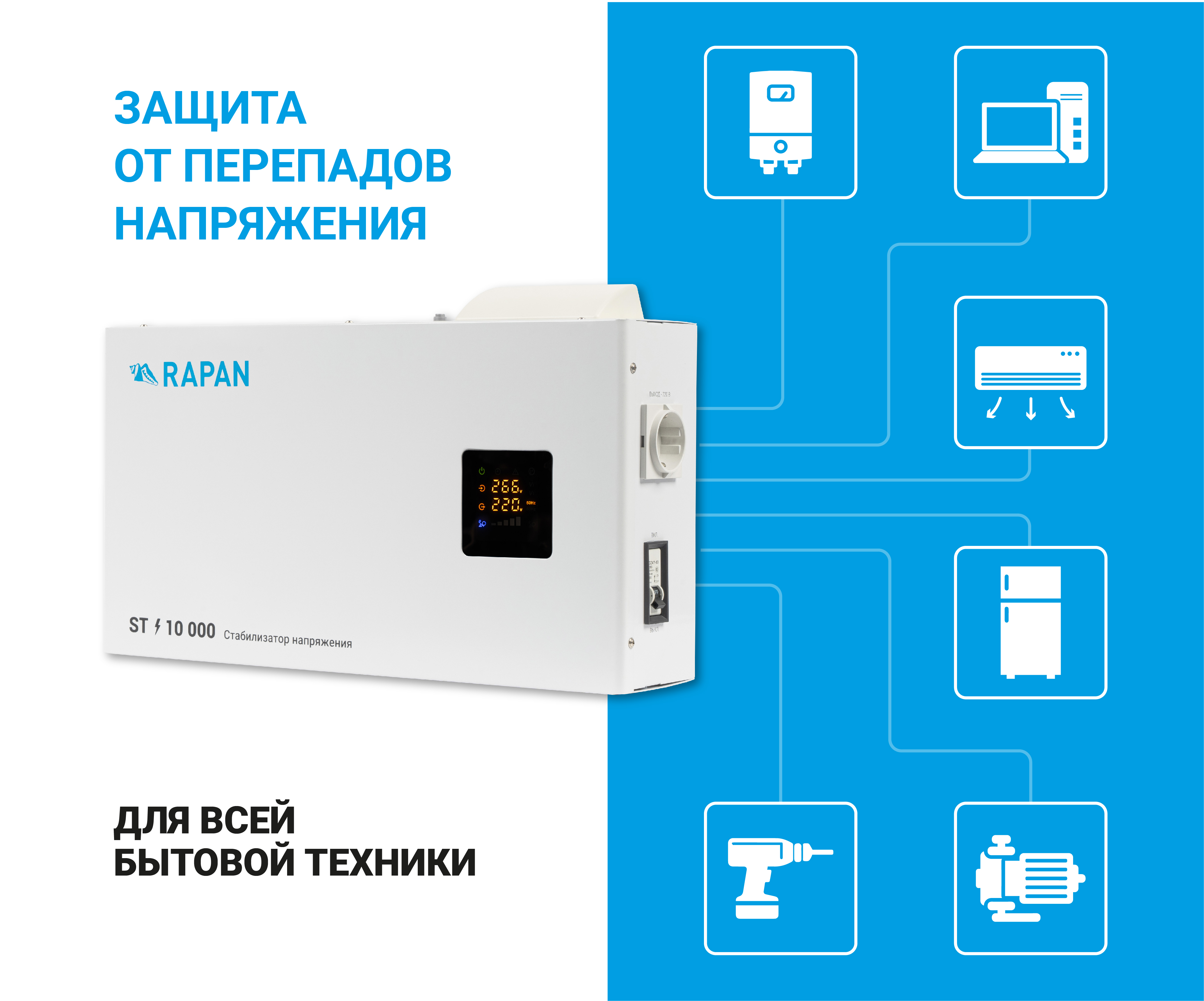 Cтабилизатор напряжения RAPAN ST-10000. Изображение 1 Cтабилизатор напряжения RAPAN ST-10000. Изображение 1